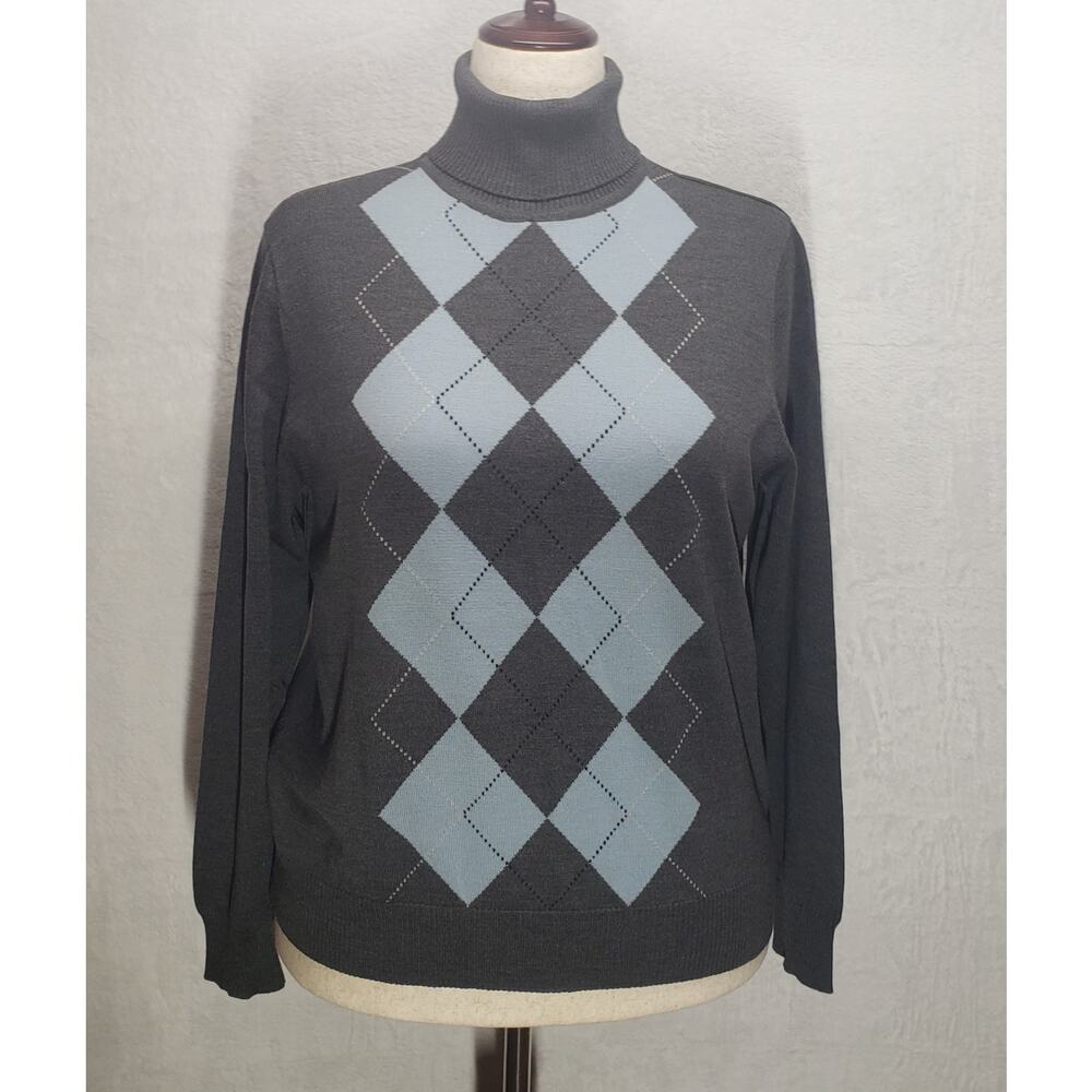 Pendleton Merino Wool Argyle Turtleneck Sweater XL Grandpacore Dark Academia